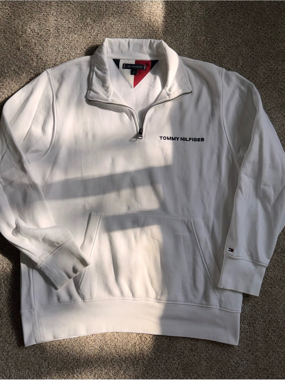 Tommy Hilfiger Men’s White Half-Zip Pullover with Logo